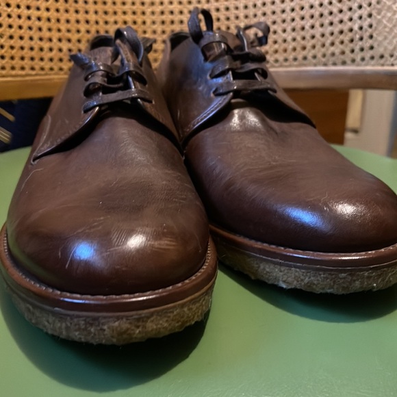 Brand new, never worn leather derby shoes.